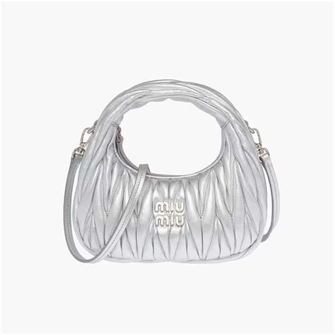 Silver Wander Matelassé Nappa Leather Hobo Bag 